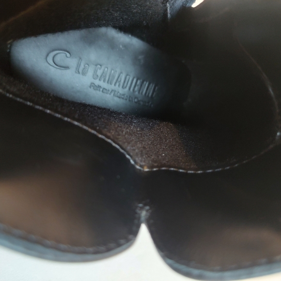 NEW La Canadienne Sarah Leather Buckle Ankle Boots Black Zip Shoes Heels 6.5 - Picture 13 of 16